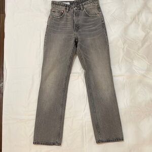 Zara Gray Straight Leg High waist Jeans